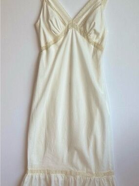 Rumored Cream Lace-Trim Slip Dress